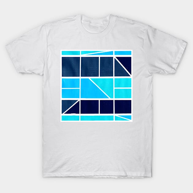 Inverted Blue Black Geometric Abstract Acrylic Painting T-Shirt by abstractartalex